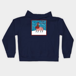 Merry Christmas! Frozen dog feeling kind of bored in the snow. Christmas Greetings. Kids Hoodie